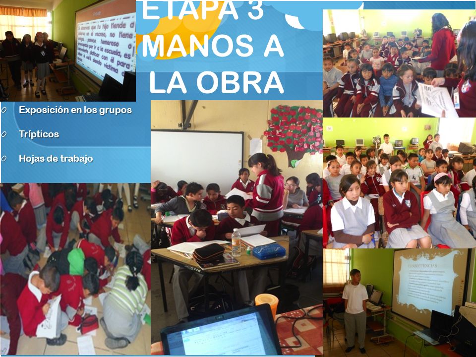 ETAPA 3 MANOS A LA OBRA Exposición en los grupos Trípticos