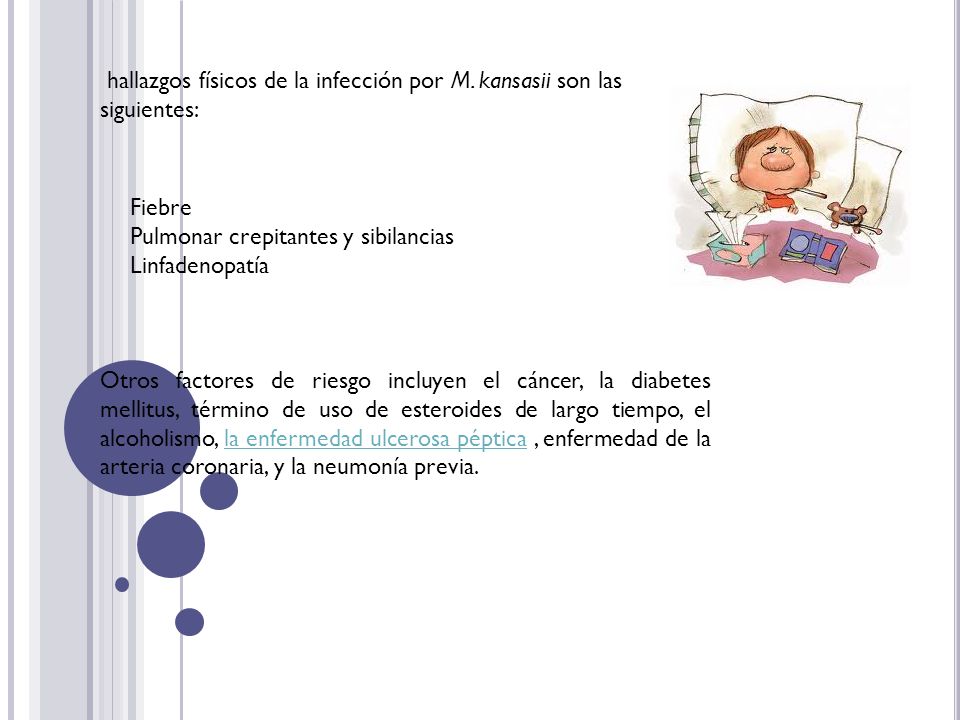 hallazgos físicos de la infección por M. kansasii son las siguientes: