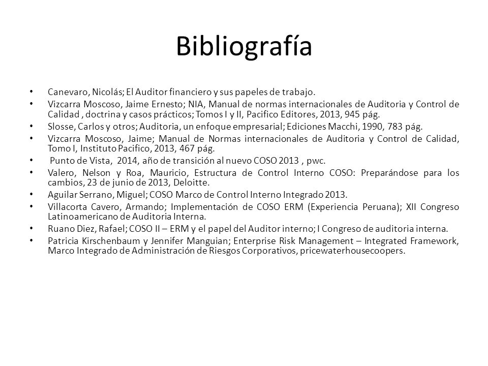 Bibliografía Canevaro, Nicolás; El Auditor financiero y sus papeles de trabajo.