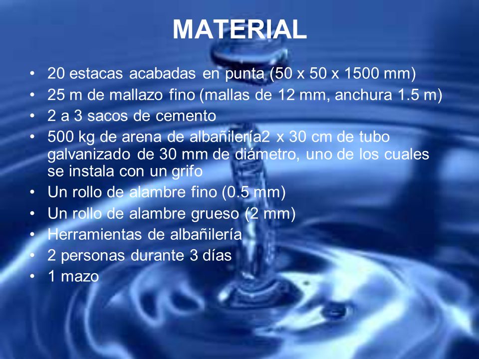 MATERIAL 20 estacas acabadas en punta (50 x 50 x 1500 mm)