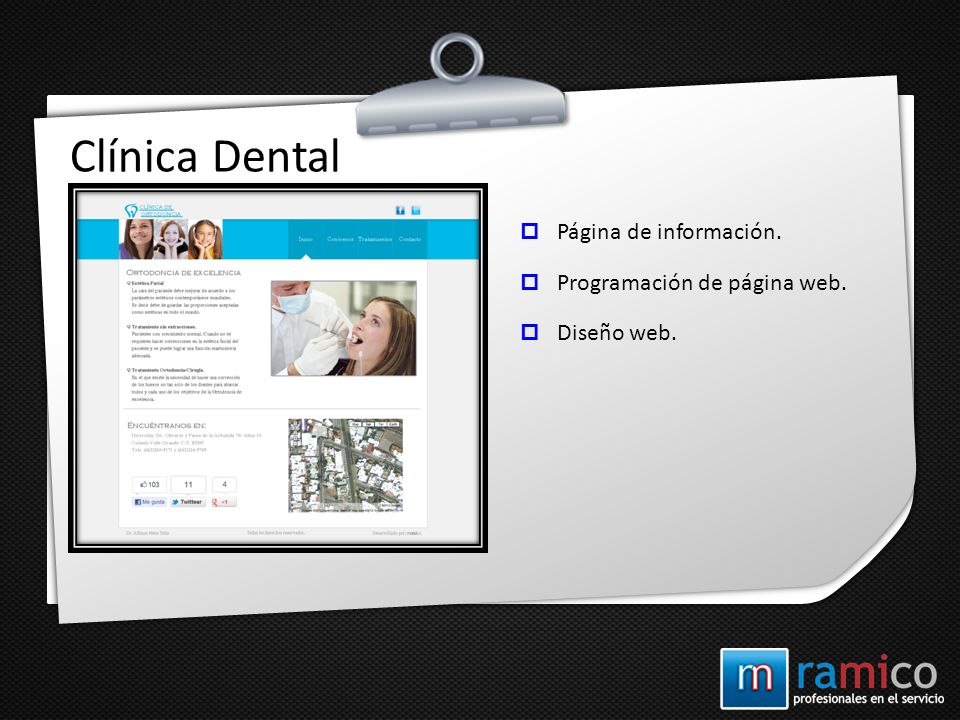 Clínica Dental Página de información. Programación de página web.