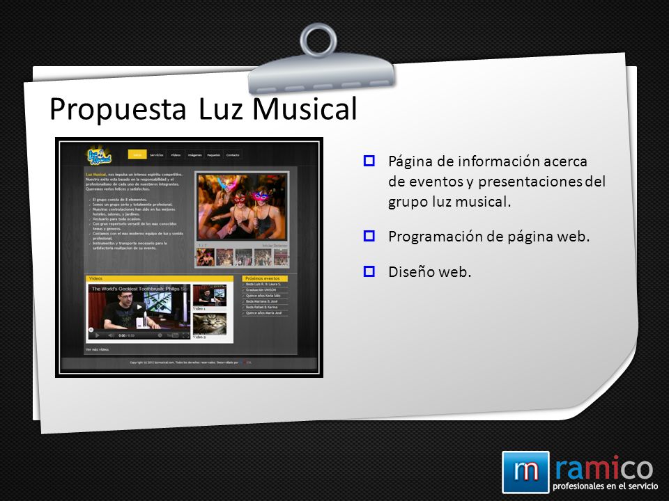 Propuesta Luz Musical Página de información acerca de eventos y presentaciones del grupo luz musical.