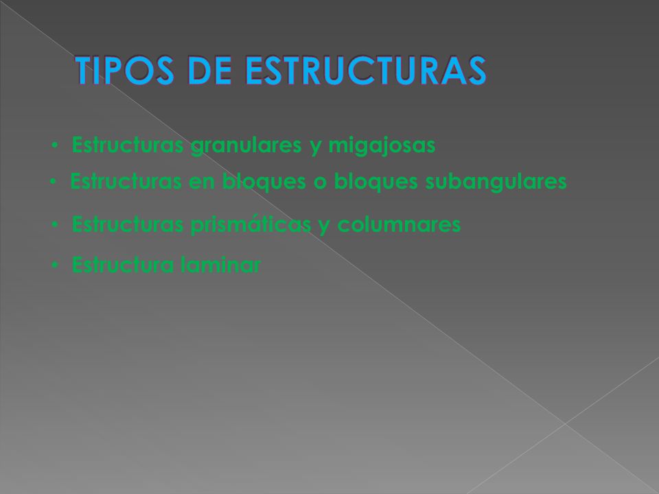 TIPOS DE ESTRUCTURAS Estructuras granulares y migajosas