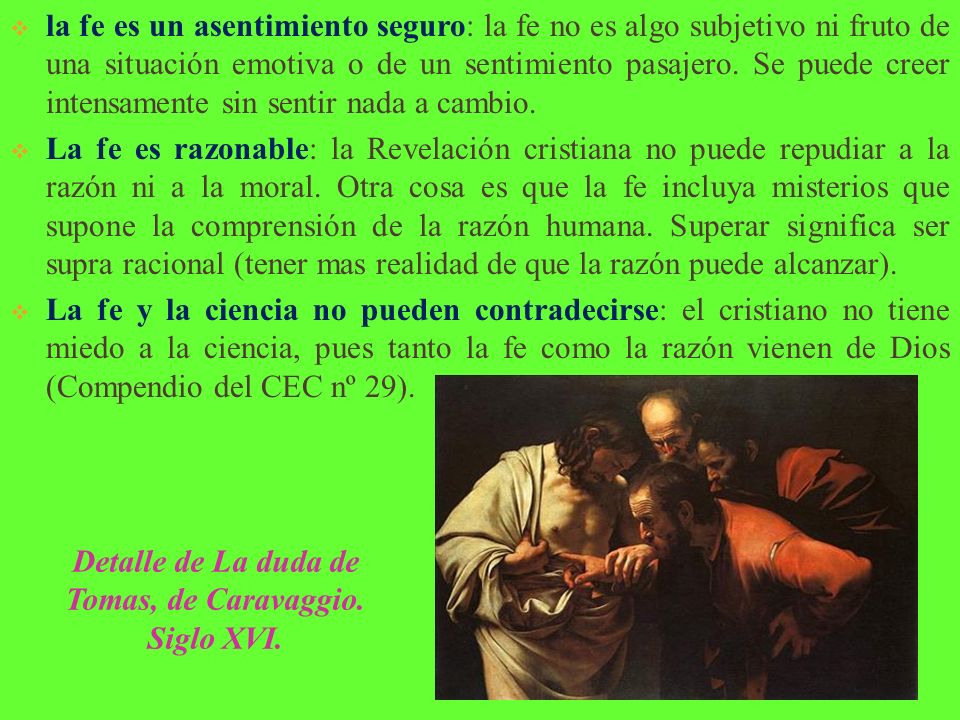 Detalle de La duda de Tomas, de Caravaggio. Siglo XVI.