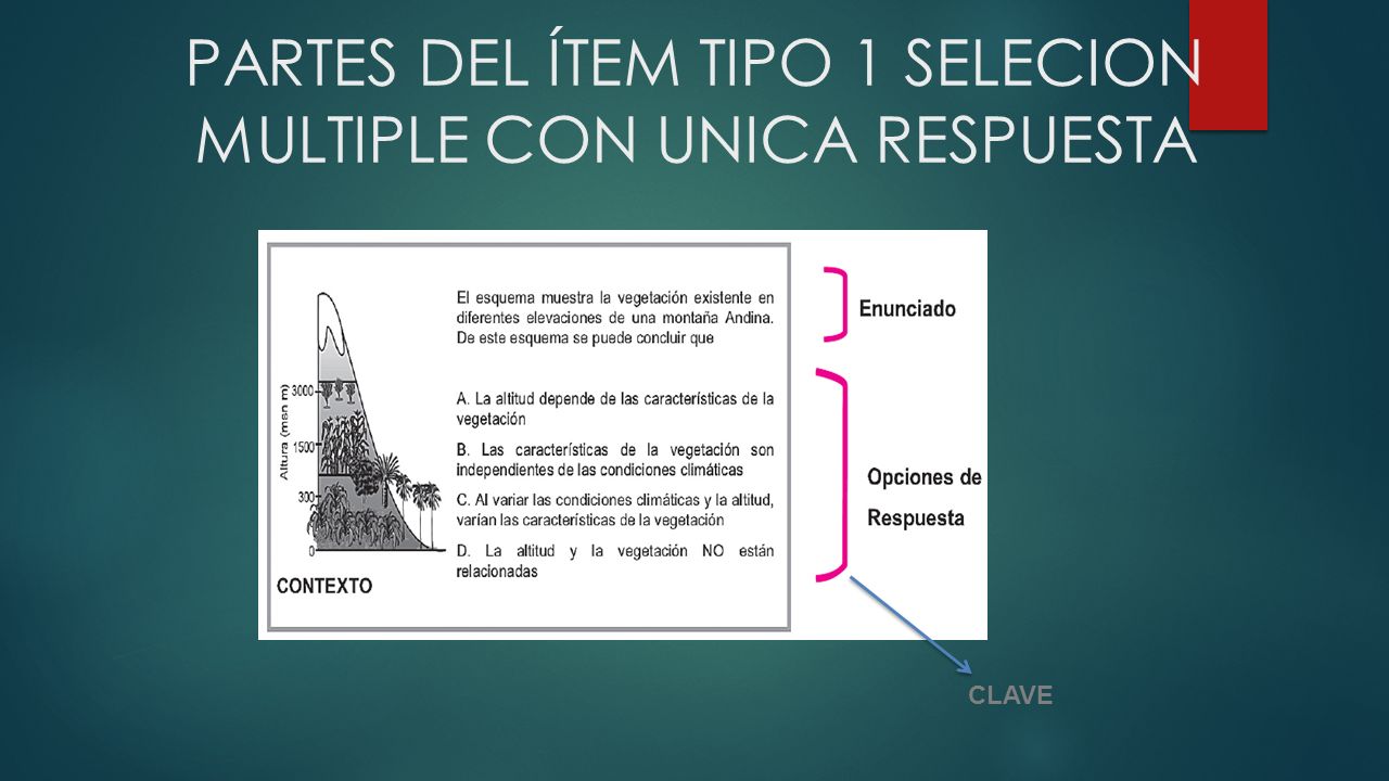 PARTES DEL ÍTEM TIPO 1 SELECION MULTIPLE CON UNICA RESPUESTA