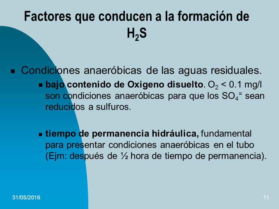 Factores que conducen a la formación de H2S