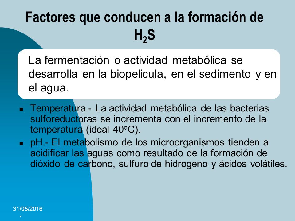 Factores que conducen a la formación de H2S