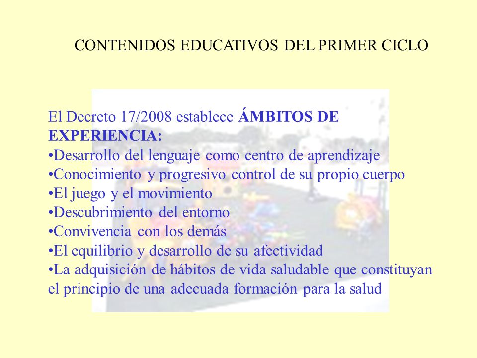 CONTENIDOS EDUCATIVOS DEL PRIMER CICLO