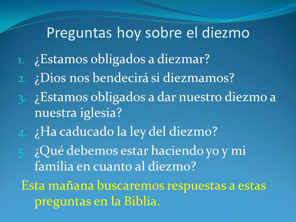 Preguntas hoy sobre el diezmo