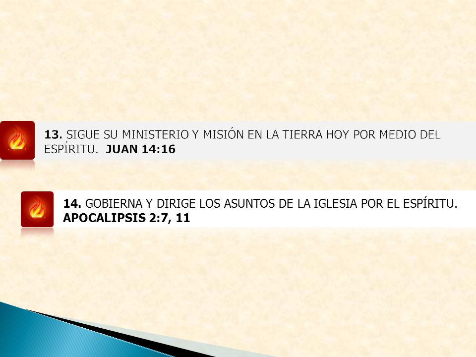 13. SIGUE SU MINISTERIO Y MISIÓN EN LA TIERRA HOY POR MEDIO DEL ESPÍRITU. JUAN 14:16