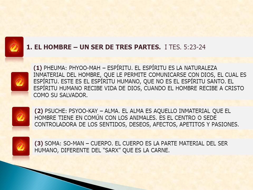 1. EL HOMBRE – UN SER DE TRES PARTES. I TES. 5:23-24