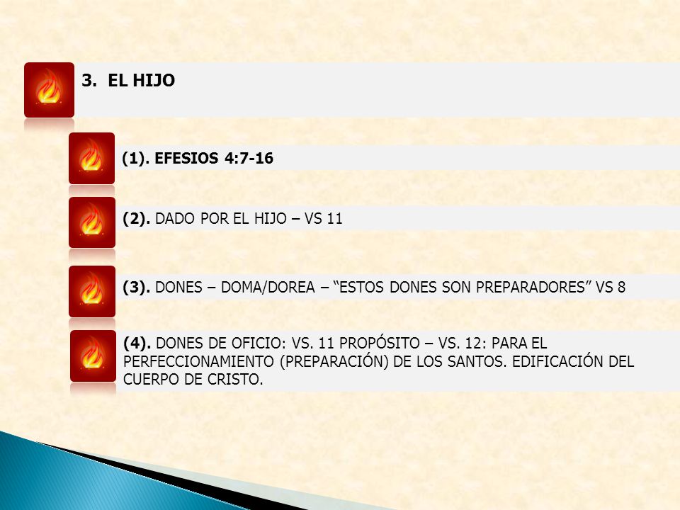 3. EL HIJO (1). EFESIOS 4:7-16 (2). DADO POR EL HIJO – VS 11