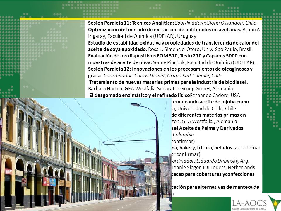 Sesión Paralela 11: Tecnicas AnalíticasCoordinadora:Gloria Ossandón, Chile