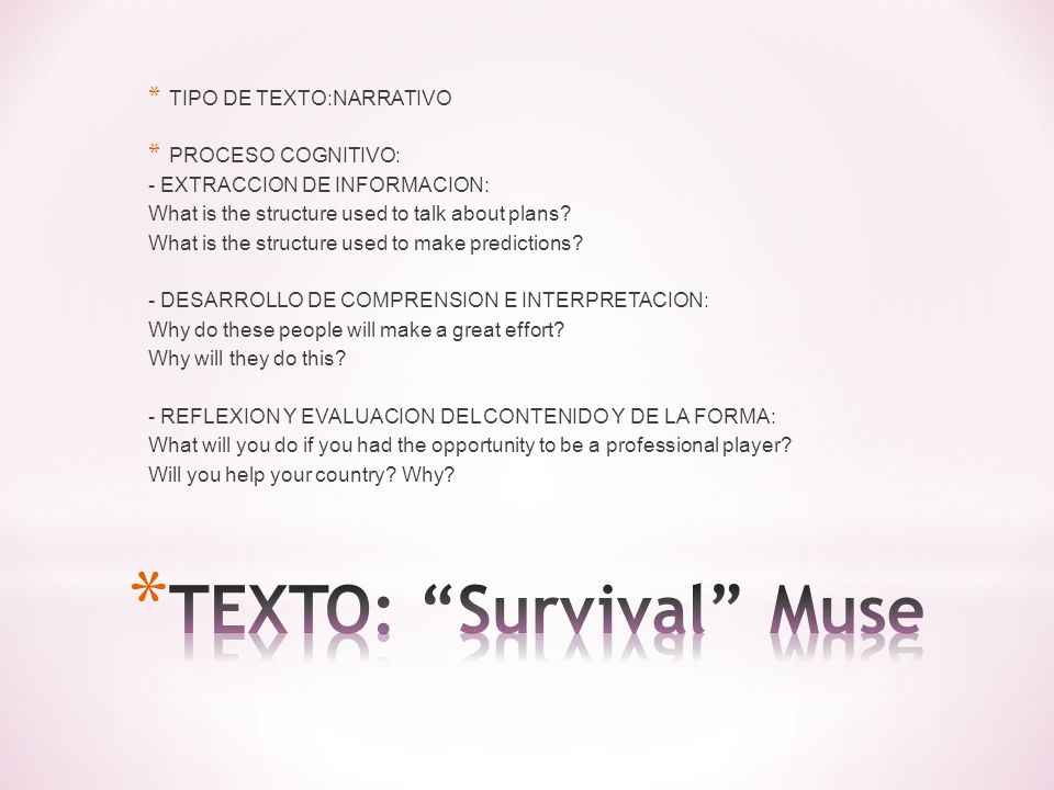 TEXTO: Survival Muse