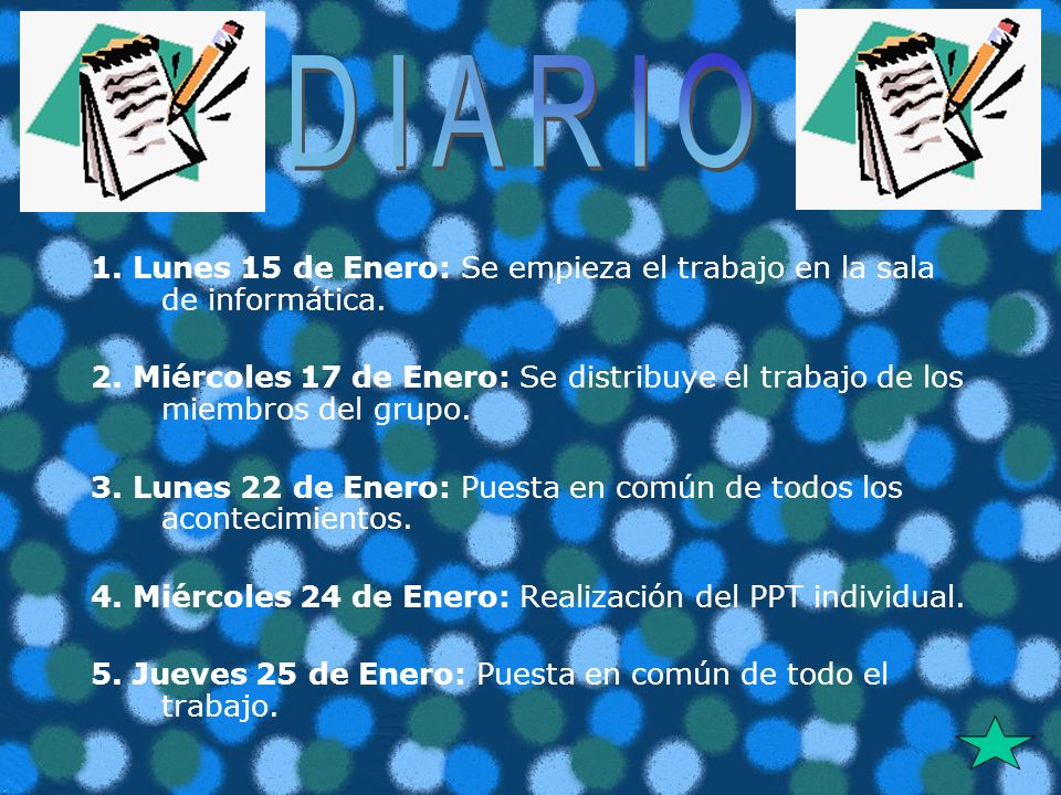 DIARIO 1. Lunes 15 de Enero: Se empieza el trabajo en la sala de informática.