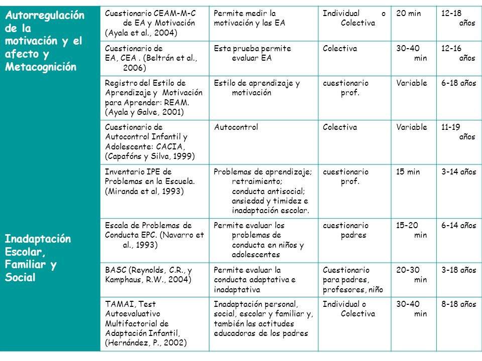 Autorregulación de la motivación y el afecto y Metacognición