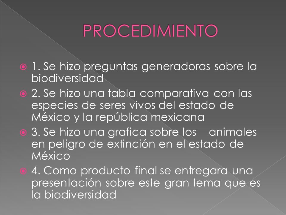 PROCEDIMIENTO 1. Se hizo preguntas generadoras sobre la biodiversidad