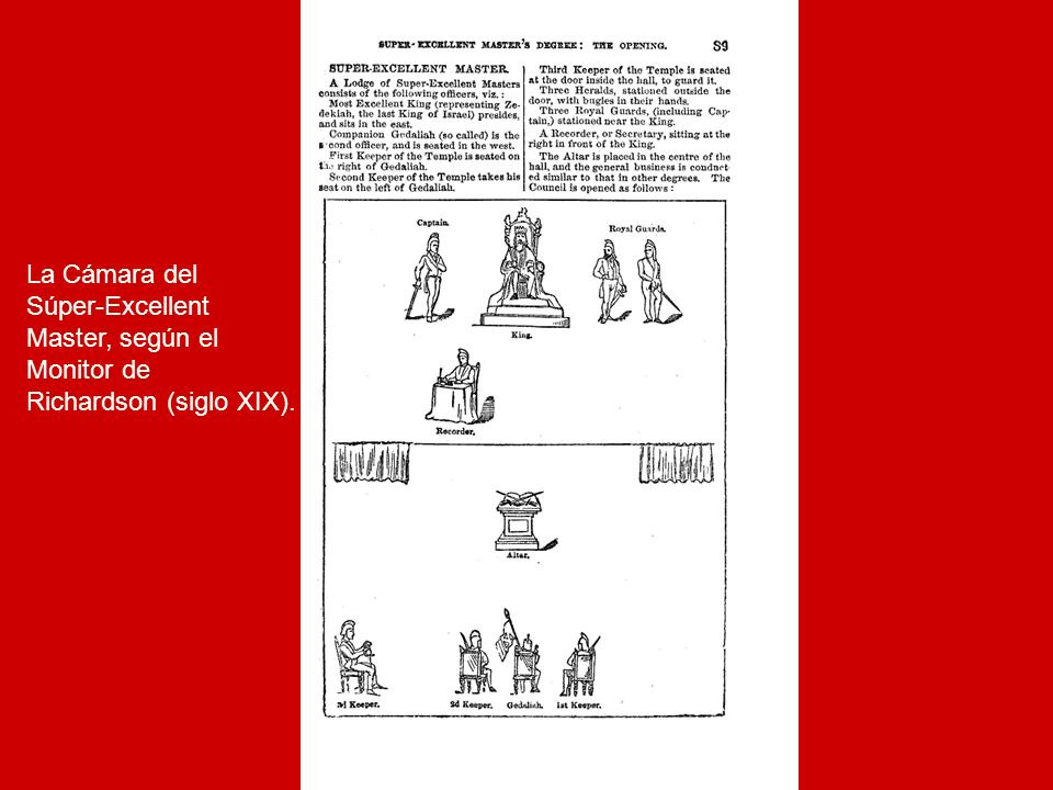 La Cámara del Súper-Excellent Master, según el Monitor de Richardson (siglo XIX).