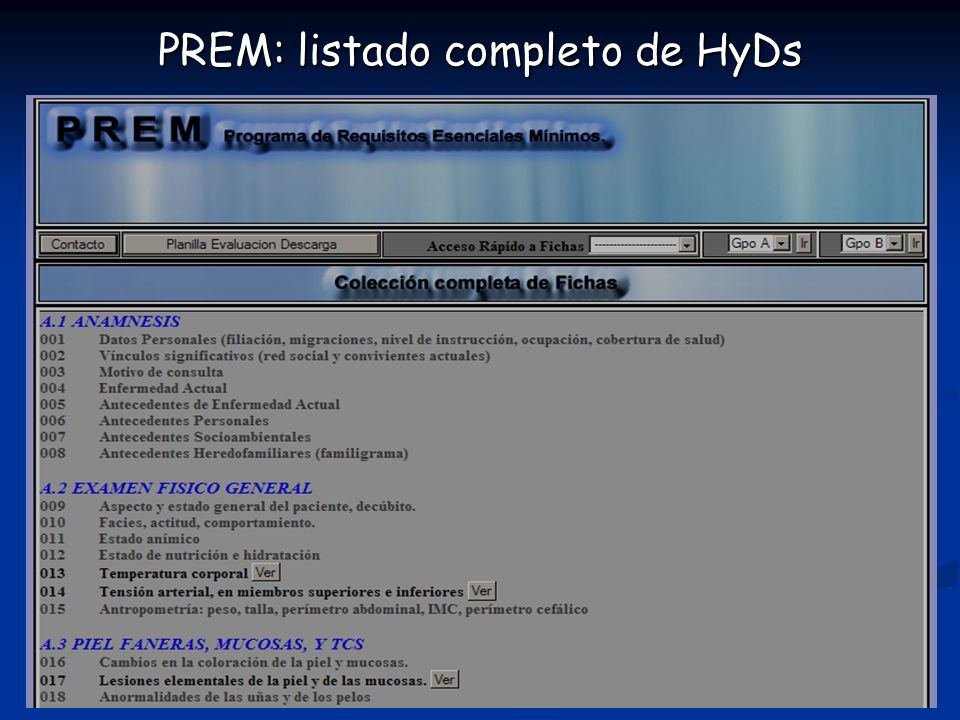 PREM: listado completo de HyDs