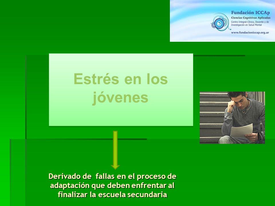 Estrés en los jóvenes Derivado de fallas en el proceso de adaptación que deben enfrentar al finalizar la escuela secundaria.