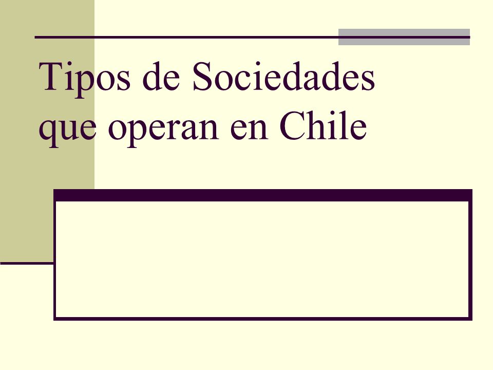 Tipos de Sociedades que operan en Chile