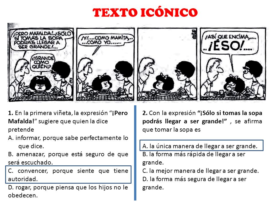 TEXTO ICÓNICO 1. En la primera viñeta, la expresión ¡Pero
