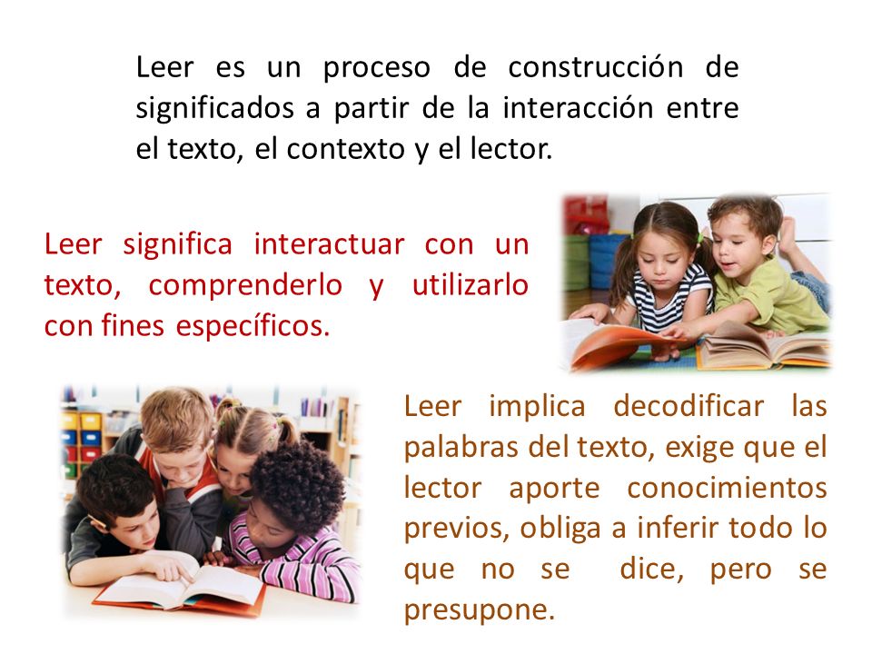Leer es un proceso de construcción de significados a partir de la interacción entre el texto, el contexto y el lector.