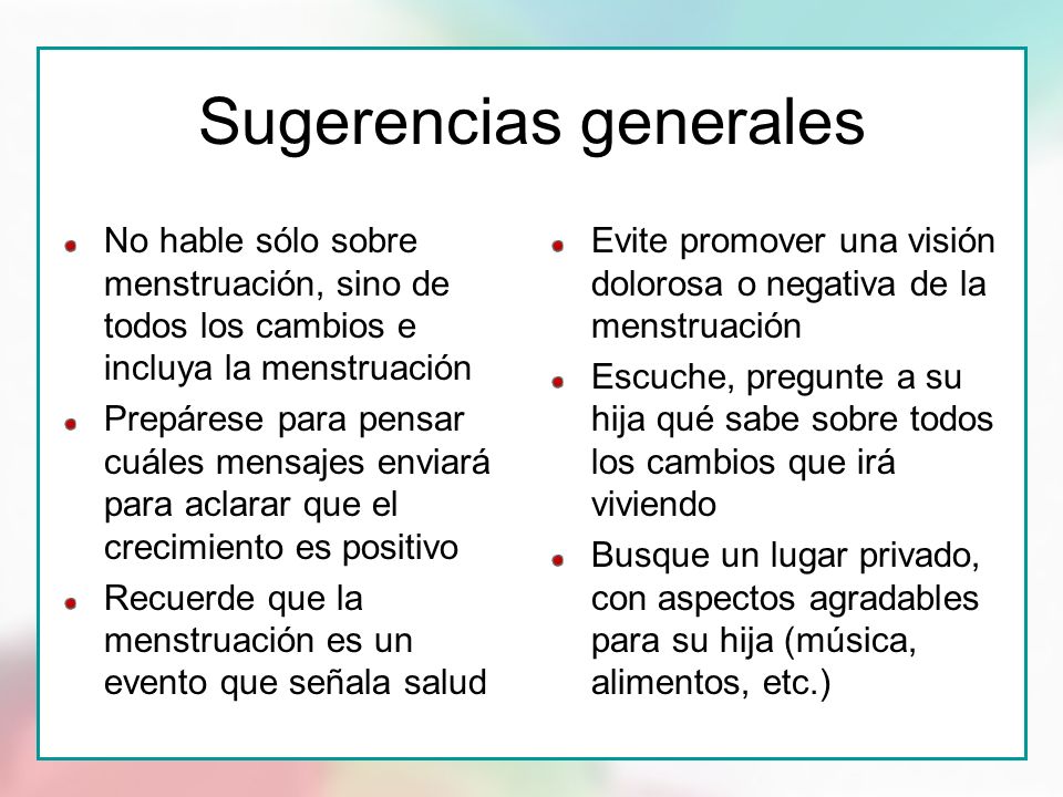 Sugerencias generales