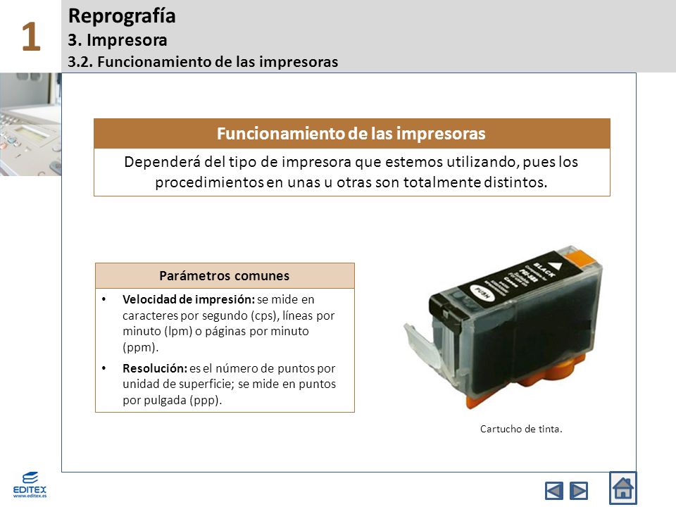 Reprografía 3. Impresora 3.2. Funcionamiento de las impresoras