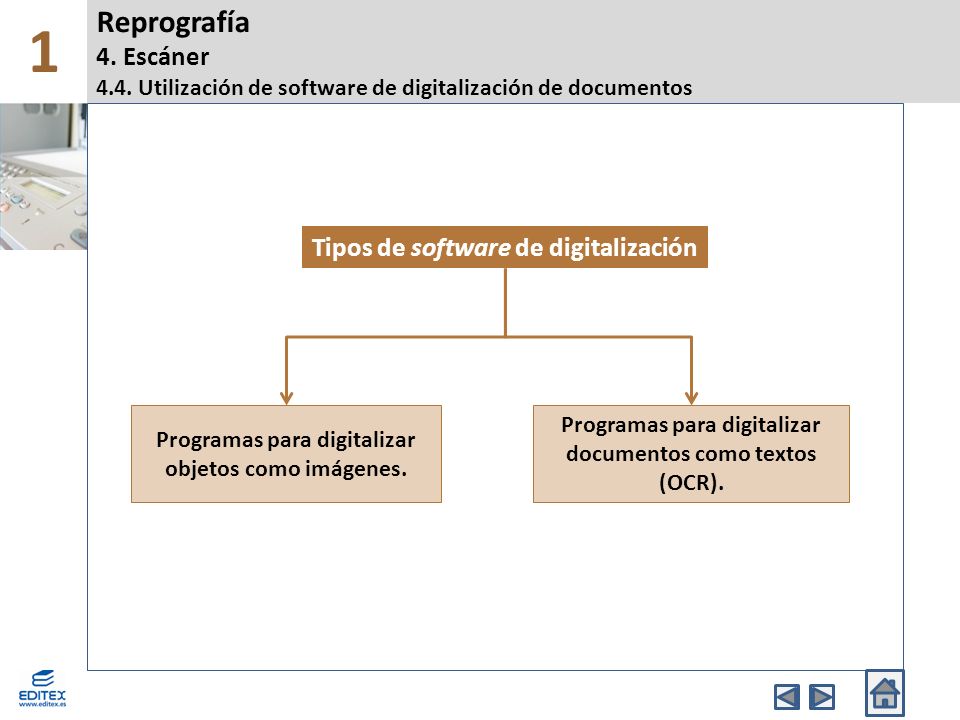 1 Reprografía 4. Escáner 4.4. Utilización de software de digitalización de documentos. Tipos de software de digitalización.