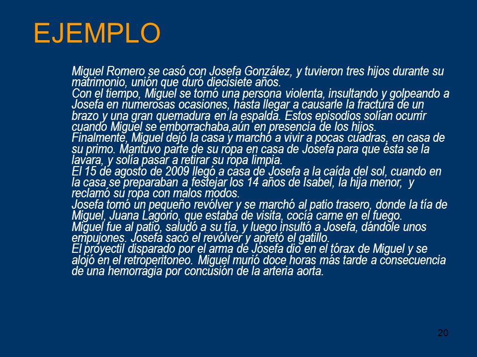EJEMPLO Miguel Romero se casó con Josefa González, y tuvieron tres hijos durante su matrimonio, unión que duró diecisiete años.