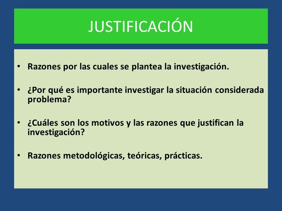 JUSTIFICACIÓN Razones por las cuales se plantea la investigación.