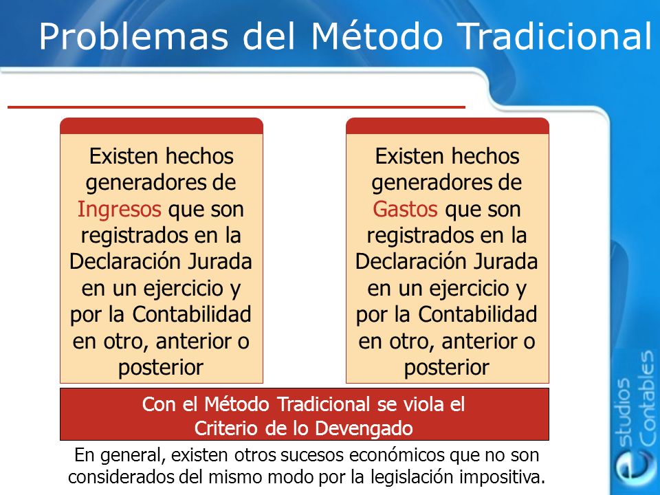 Con el Método Tradicional se viola el Criterio de lo Devengado