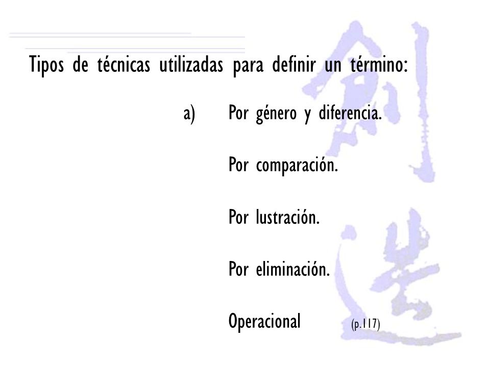 Tipos de técnicas utilizadas para definir un término: