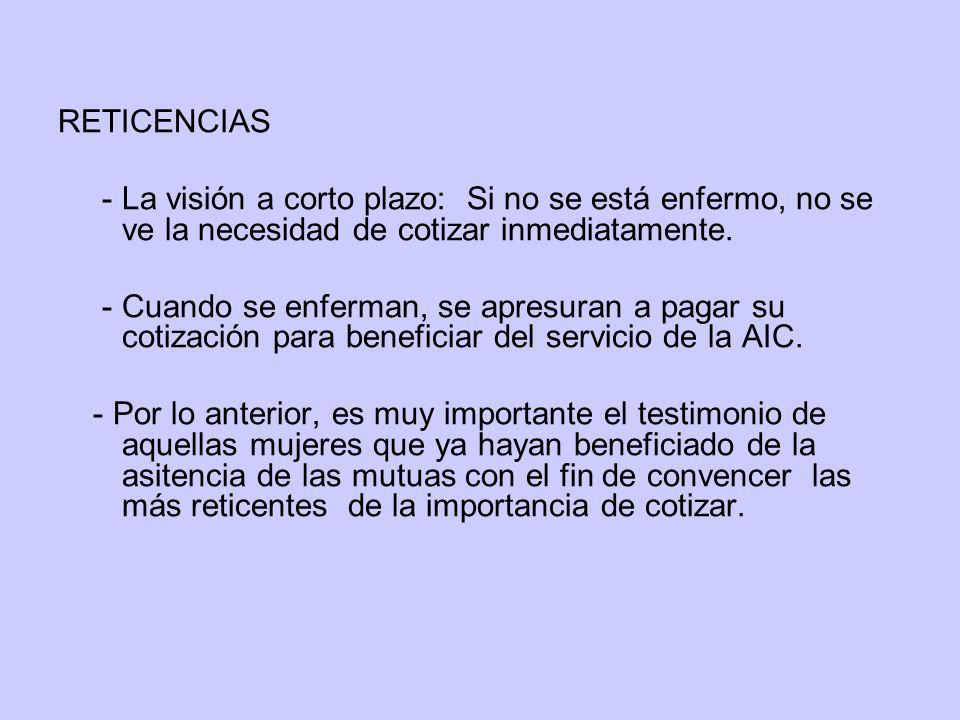 RETICENCIAS - La visión a corto plazo: Si no se está enfermo, no se ve la necesidad de cotizar inmediatamente.