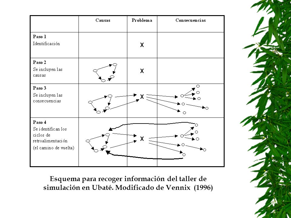 Esquema para recoger información del taller de simulación en Ubaté