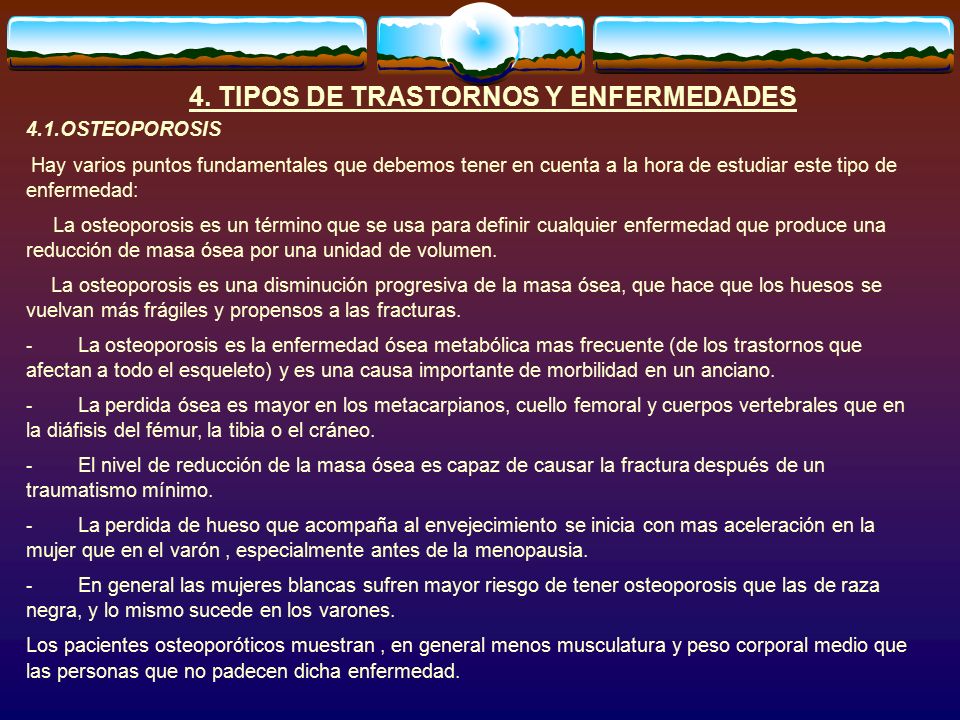 4. TIPOS DE TRASTORNOS Y ENFERMEDADES