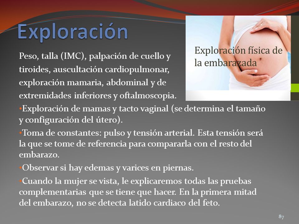 Exploración Peso, talla (IMC), palpación de cuello y