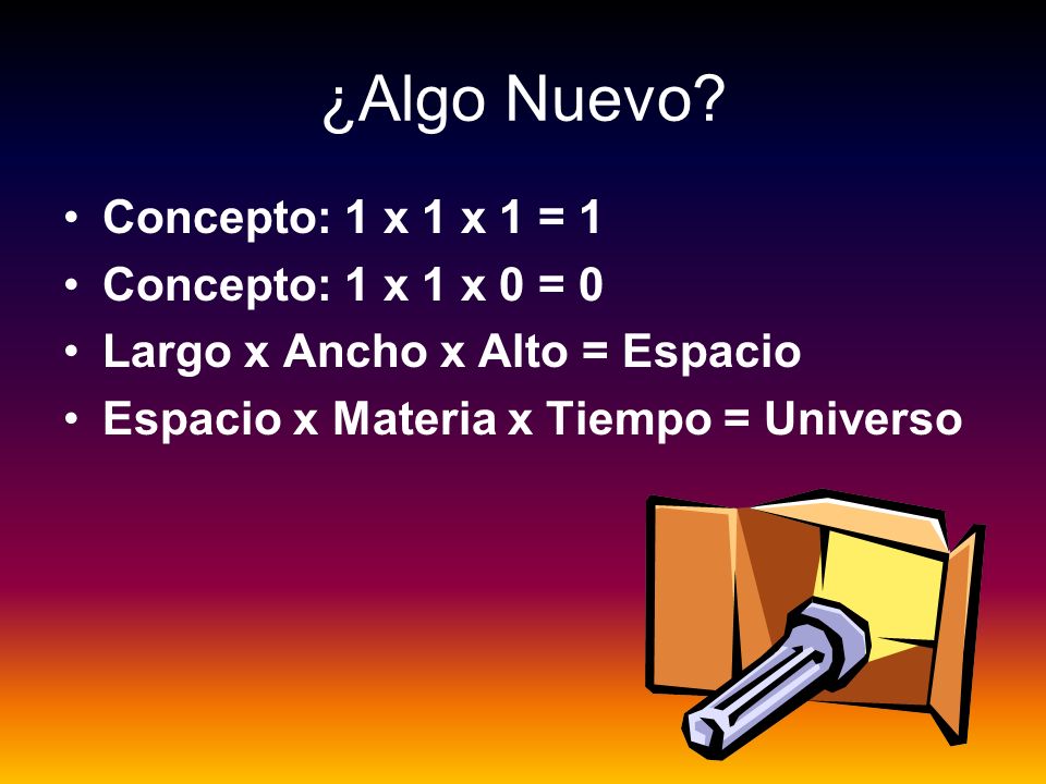 ¿Algo Nuevo Concepto: 1 x 1 x 1 = 1 Concepto: 1 x 1 x 0 = 0