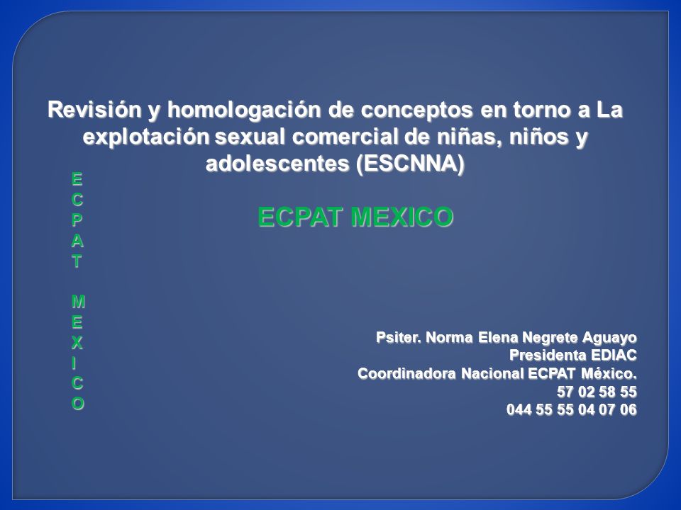 Revisión y homologación de conceptos en torno a La explotación sexual comercial de niñas, niños y adolescentes (ESCNNA)