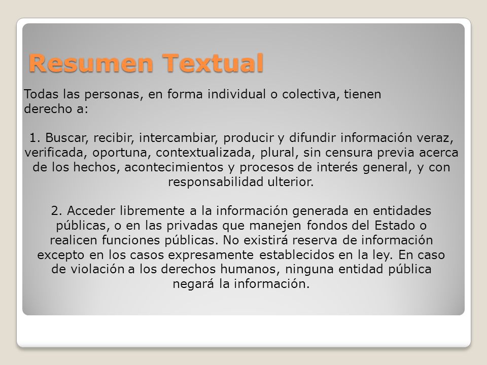 Resumen Textual Todas las personas, en forma individual o colectiva, tienen. derecho a: