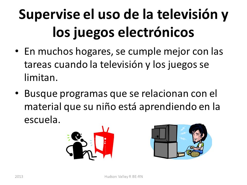 Supervise el uso de la televisión y los juegos electrónicos