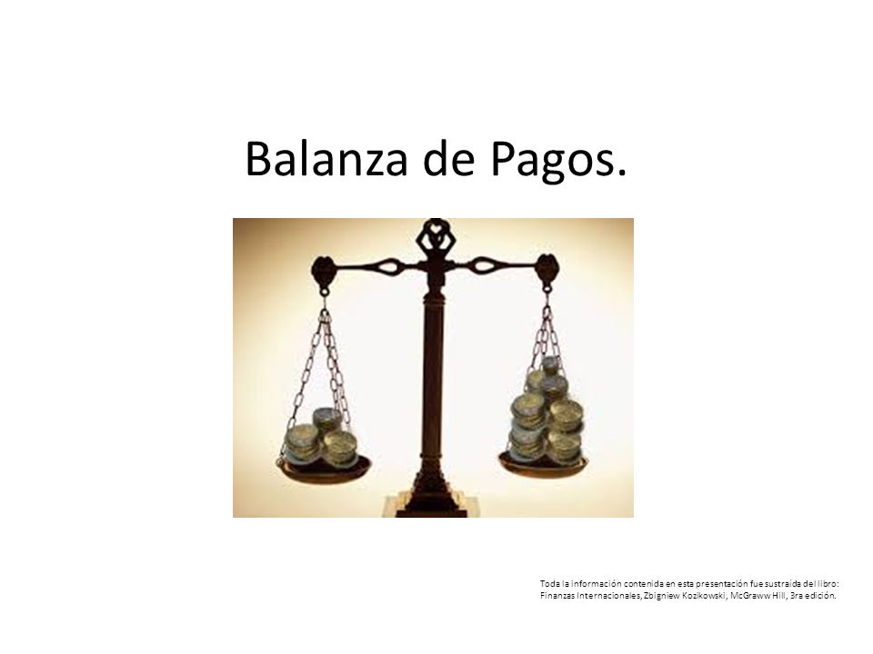 Balanza de Pagos. Toda la información contenida en esta presentación fue sustraída del libro: