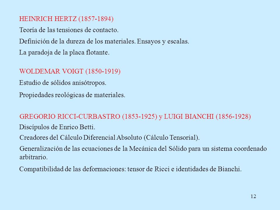 HEINRICH HERTZ ( ) Teoría de las tensiones de contacto. Definición de la dureza de los materiales. Ensayos y escalas.