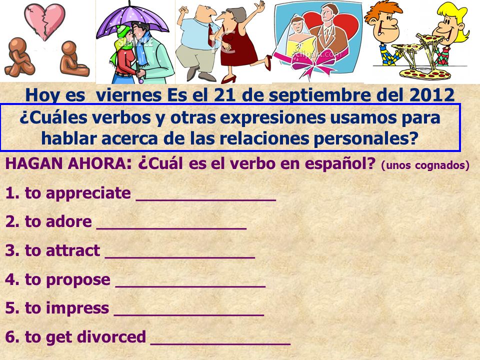 Hoy es viernes Es el 21 de septiembre del 2012