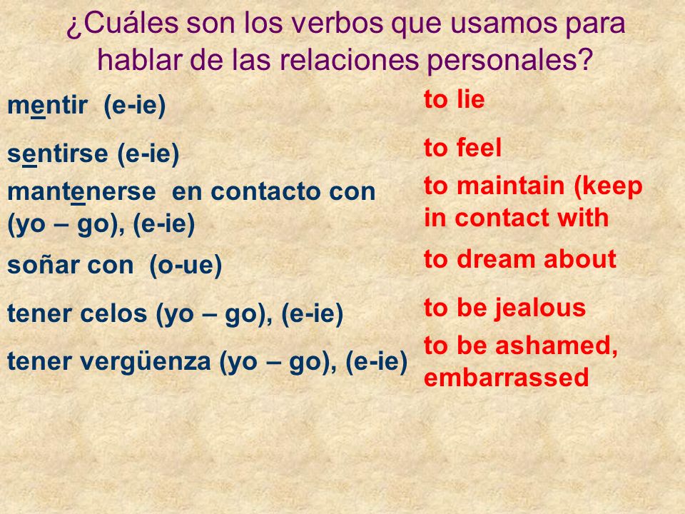 ¿Cuáles son los verbos que usamos para hablar de las relaciones personales