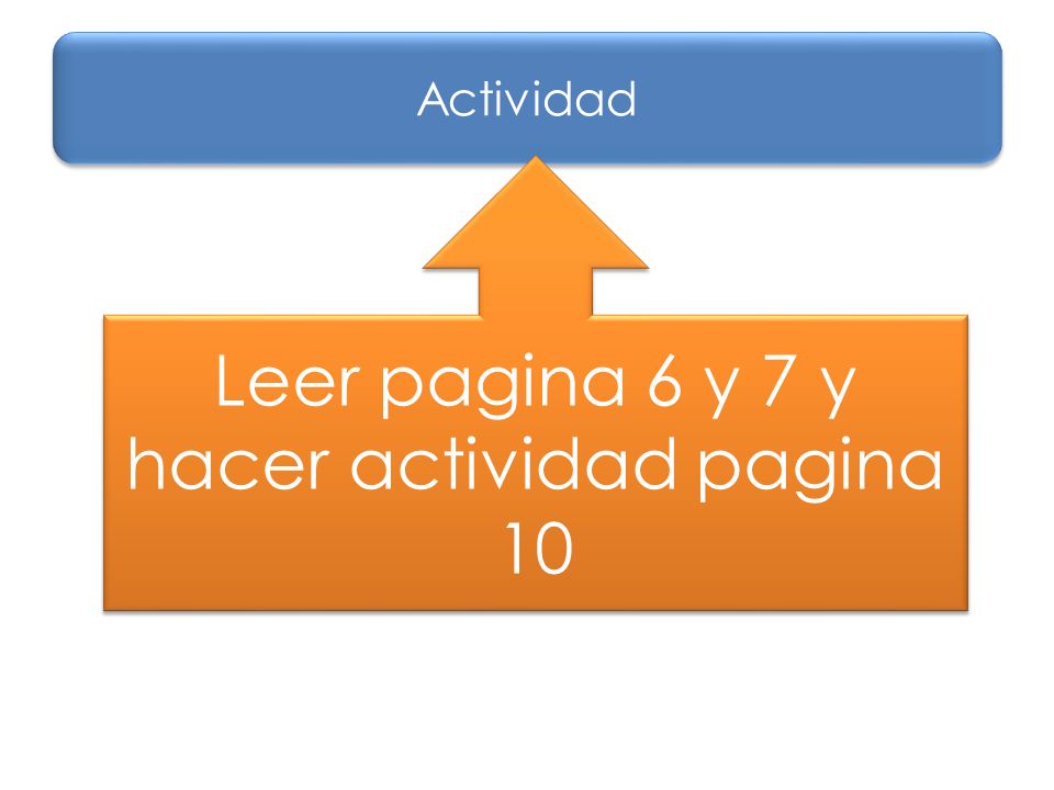 Leer pagina 6 y 7 y hacer actividad pagina 10