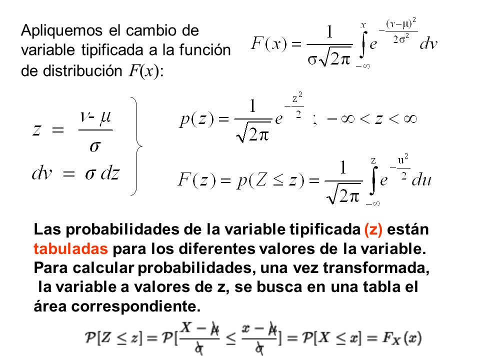 Apliquemos el cambio de variable tipificada a la función de distribución F(x):