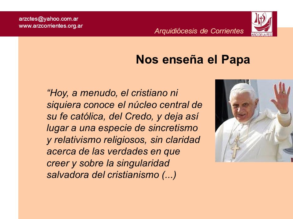Arquidiócesis de Corrientes. Nos enseña el Papa.