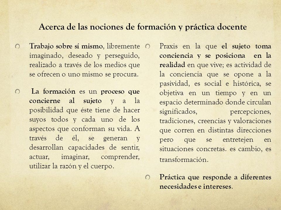 Acerca de las nociones de formación y práctica docente